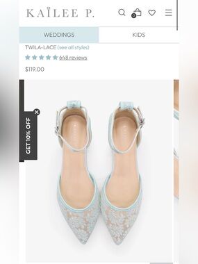 KAILEE P. - Twila-Lace Crochet Lace Pointy Toe Flats with Ankle Strap size 8